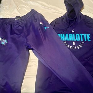 NBA men Purple Sweatpants Charlotte hornets air Jordan sweatsuit